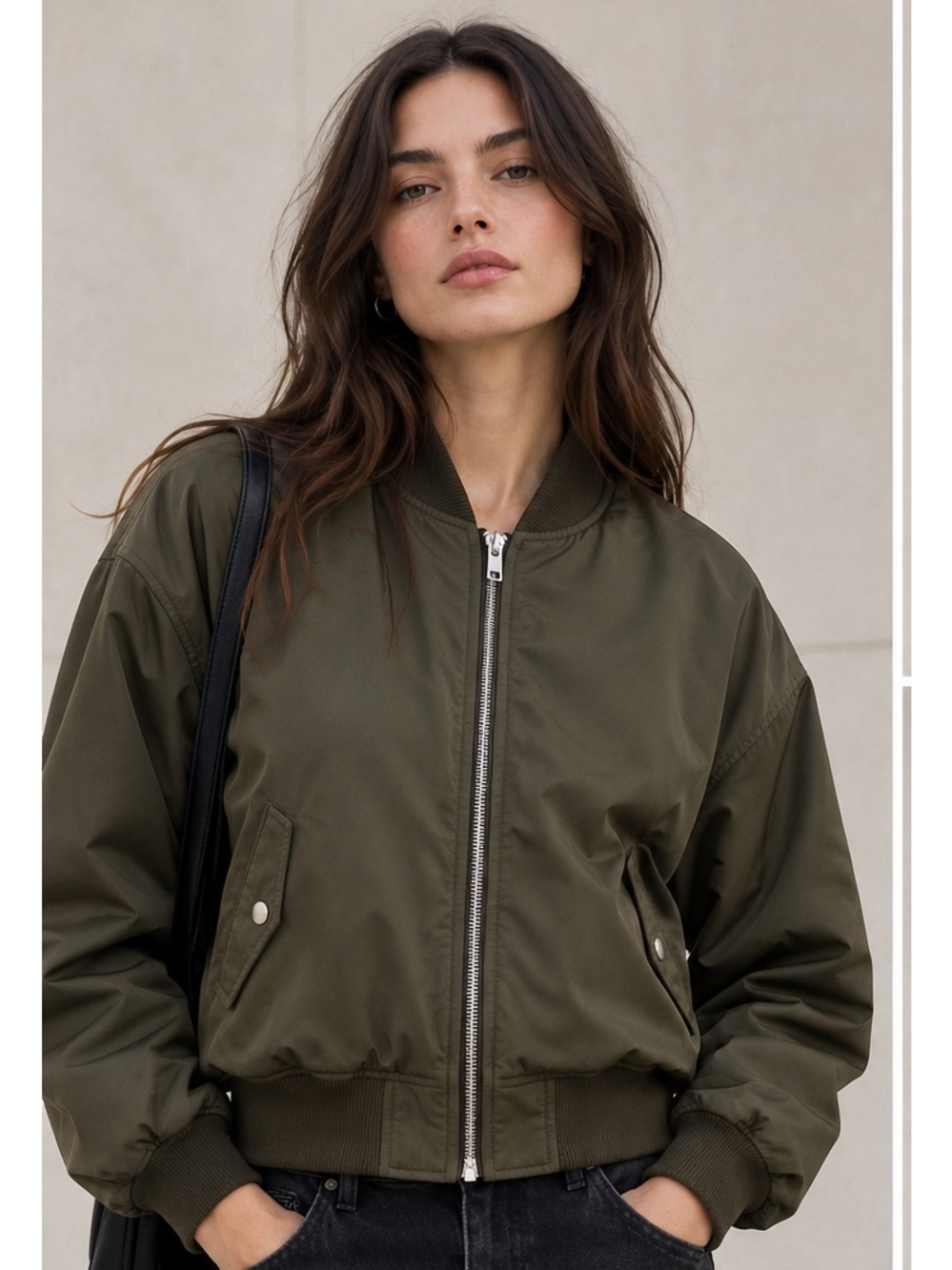 Women’s Quilted Bomber Jacket, Zip Front Pockets Olive Green L
